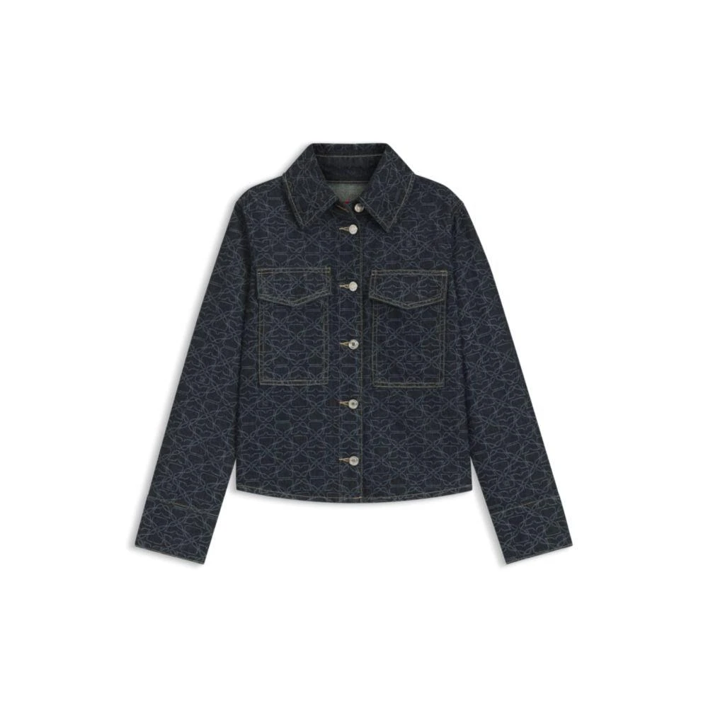 Hugo Boss Rigid-denim jacket with monogram laser print 1