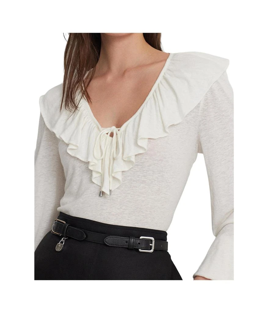 Ralph Lauren Ruffle-Trim Jersey Tie-Neck Top 3