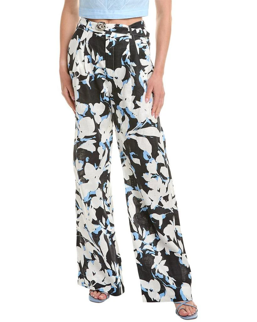 NICHOLAS Calista Belted Wide Leg Linen-Blend Pant 1