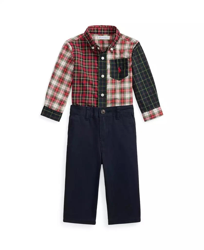 Ralph Lauren Baby Boys
 Long-Sleeve Plaid Shirt and Stretch Chino Pants, 2-Piece Set