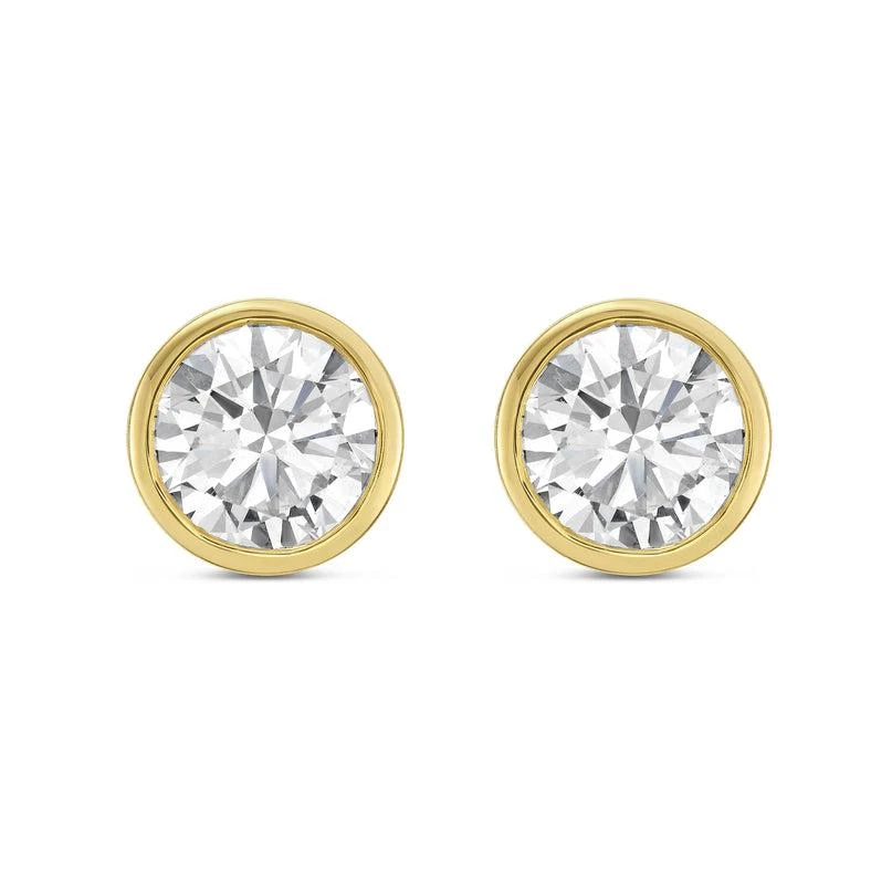 Diana M Jewels 14KT YELLOW GOLD LAB GROWN ROUND STUDS IN A BEZEL SETTING WEIGHING 6.00 CTS TW