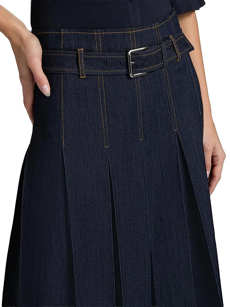Cinq à Sept Rylee Pleated Denim Belted Maxi-Skirt 6