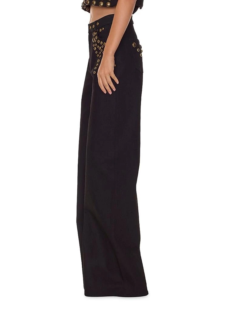 Cynthia Rowley Studded Wide-Leg Denim Pants 3