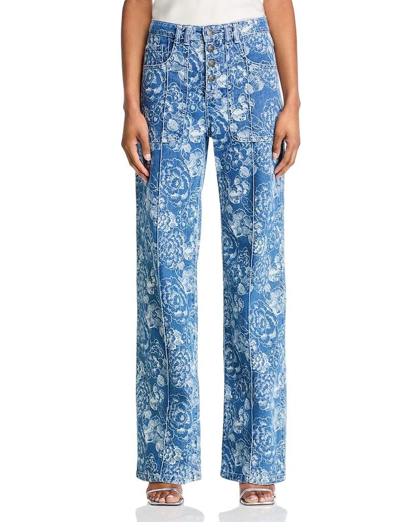 Cinq à Sept Sketchbook Floral Vivian High Rise Jeans in Indigo/White 7