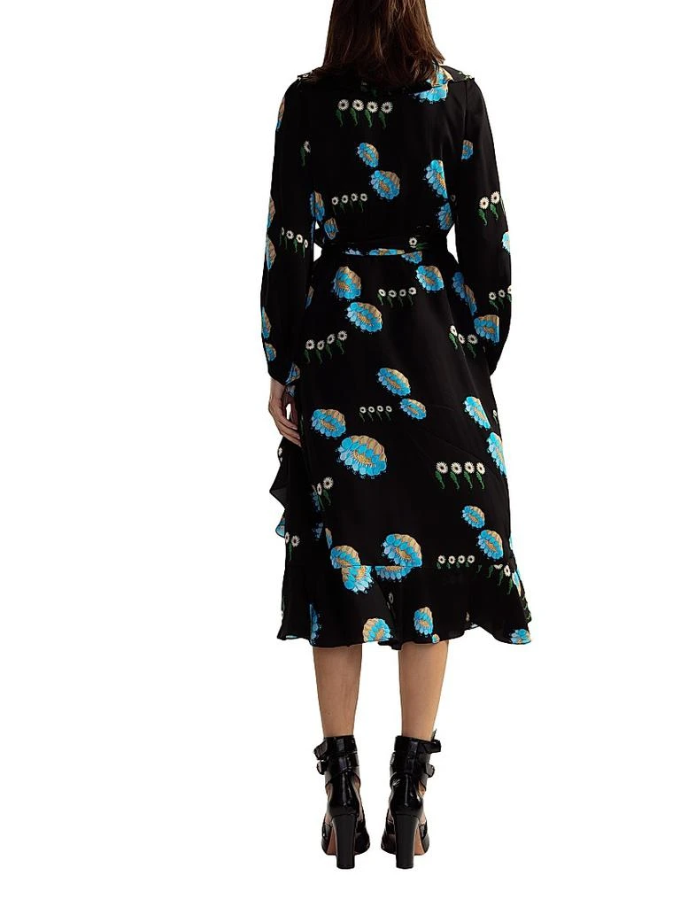 Cynthia Rowley Belted Floral Ruffle-Trim Wrap Midi-Dress 4