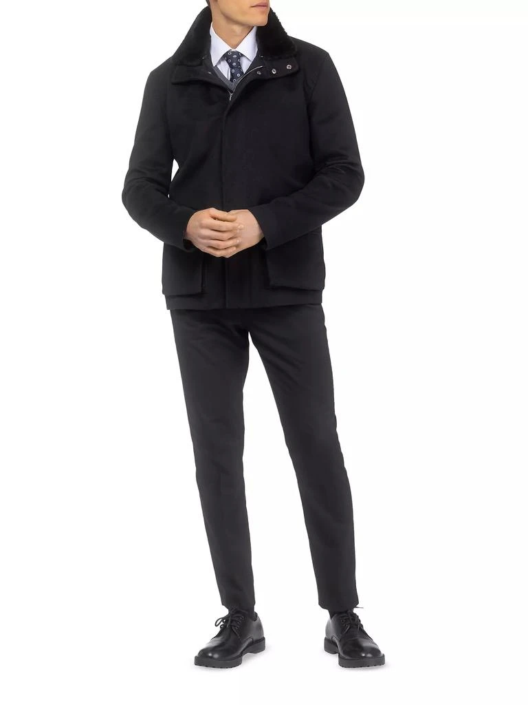 Gorski Wool Jacket with Detachable Merino Shearling Lamb Collar 6