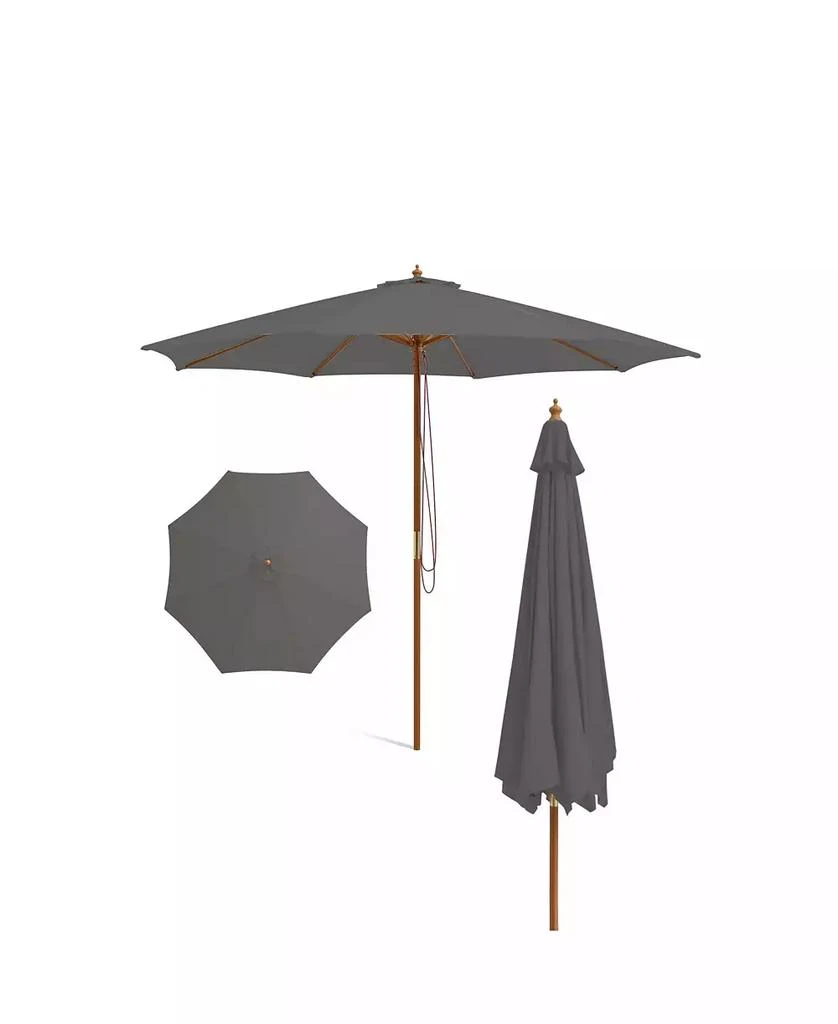 GOUUN 10 Feet Patio Umbrella with 8 Wooden Ribs and 3 Adjustable Heights 9