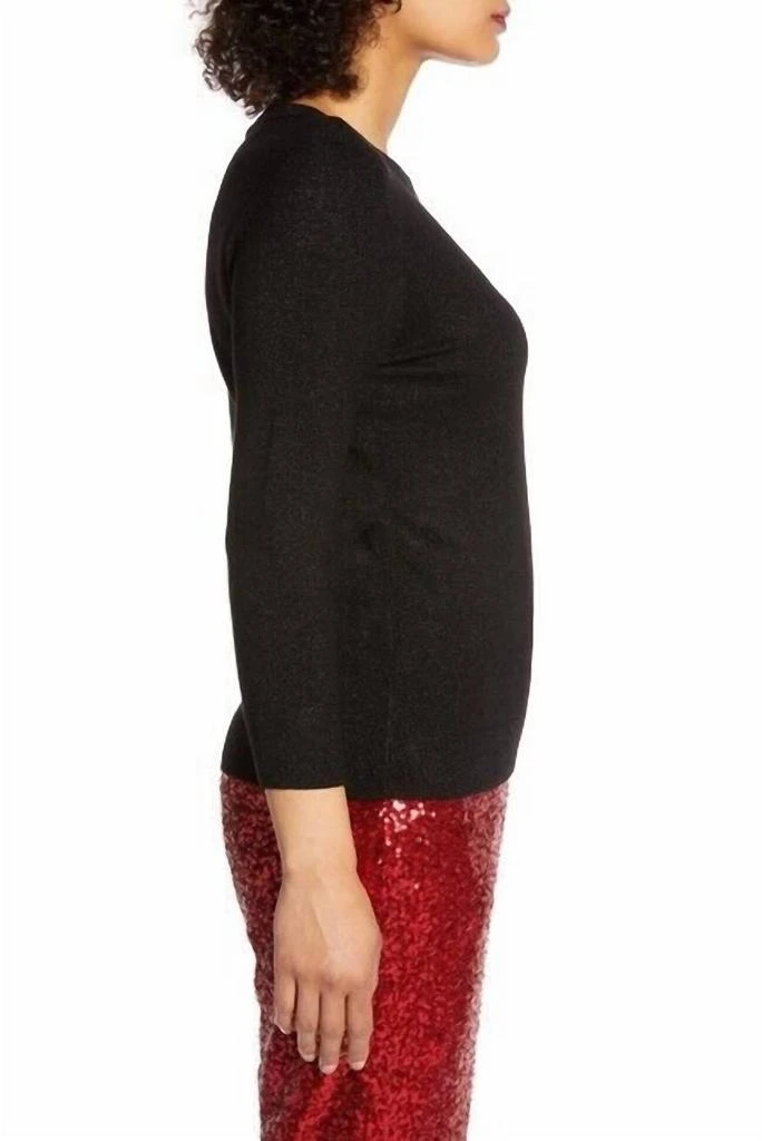 Halogen X Atlantic-Pacific Neck Sweater In Metallic Black 2