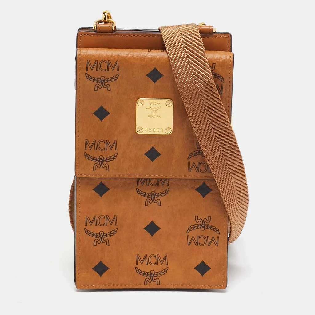 MCM MCM Cognac Visetos Coated Canvas and Leather Phone Crossbody Bag 1