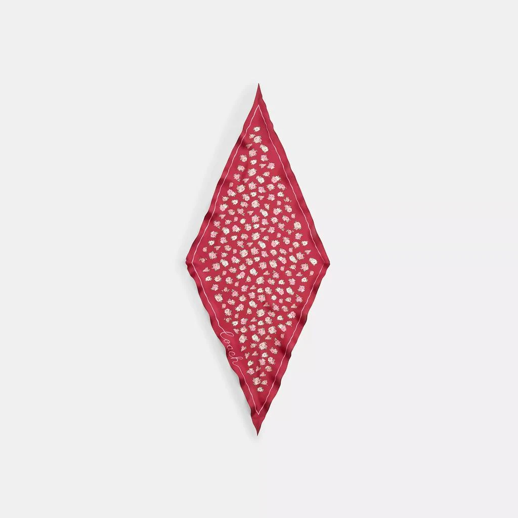 Coach Tea Rose Print Silk Diamond Scarf 5