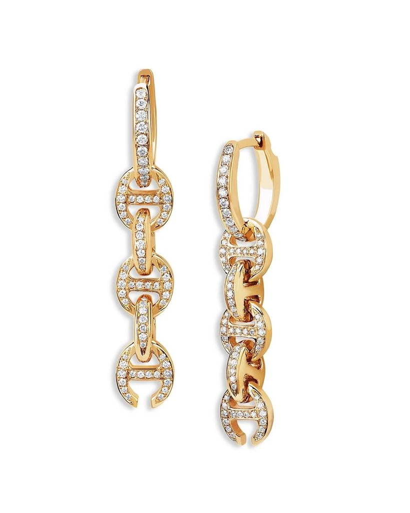 Hoorsenbuhs 18K Yellow Gold Heritage Diamond Pavé Chain Link Drip Hoop Earrings 2