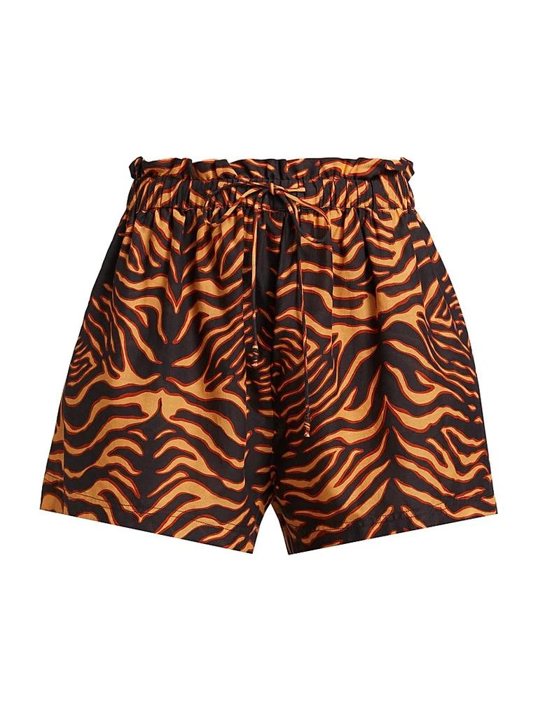 Ulla Johnson Bijou Tiger Cotton-Blend Drawstring Shorts 1