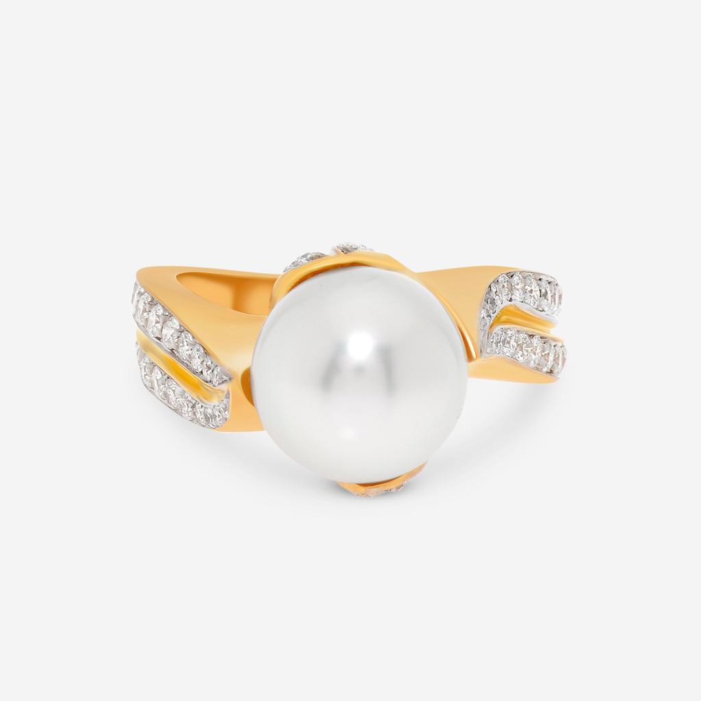 Assael Assael Angela Cummings 18K Yellow Gold, South Sea Cultured Pearl and Diamond 0.89ct. tw. Band Ring Sz. 6.5 ACR0063