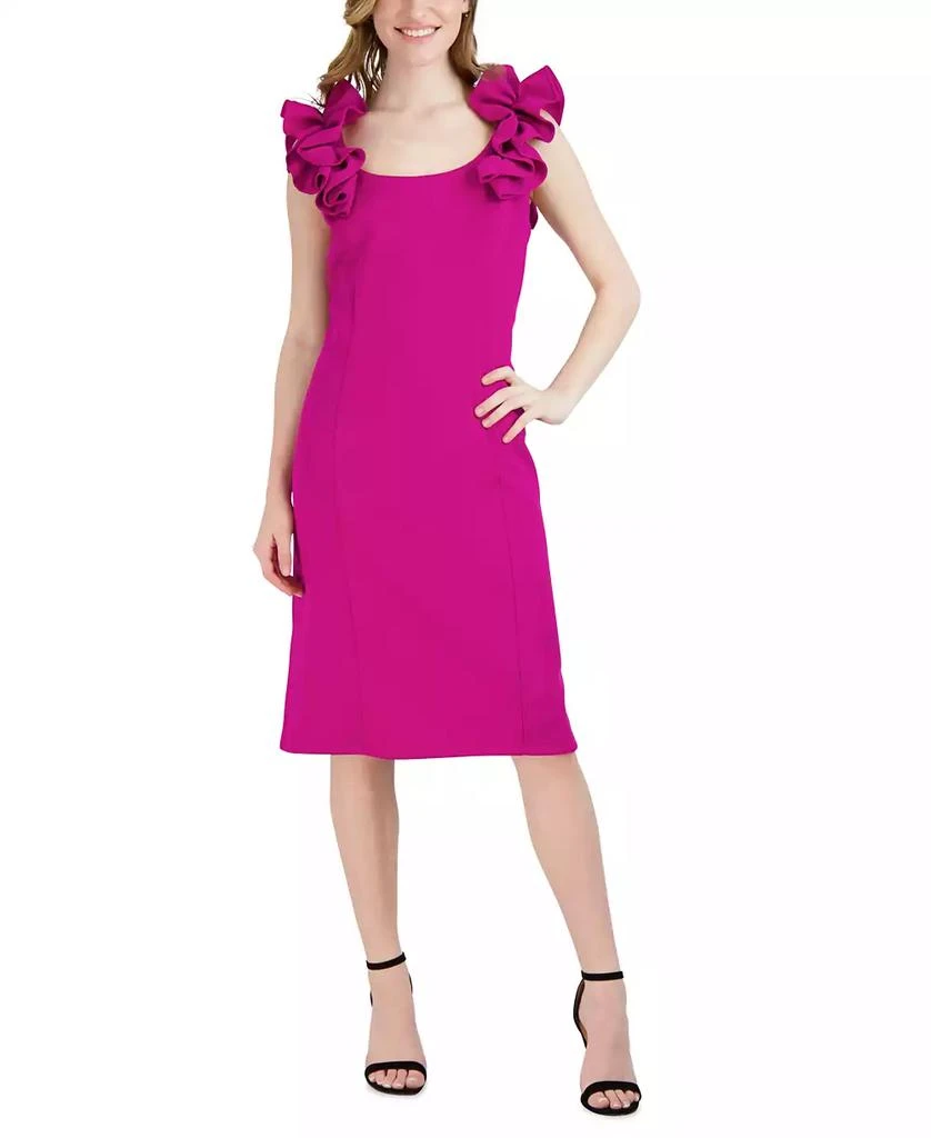Donna Ricco Women's Ruffled-Shoulder Sleeveless Dress 3