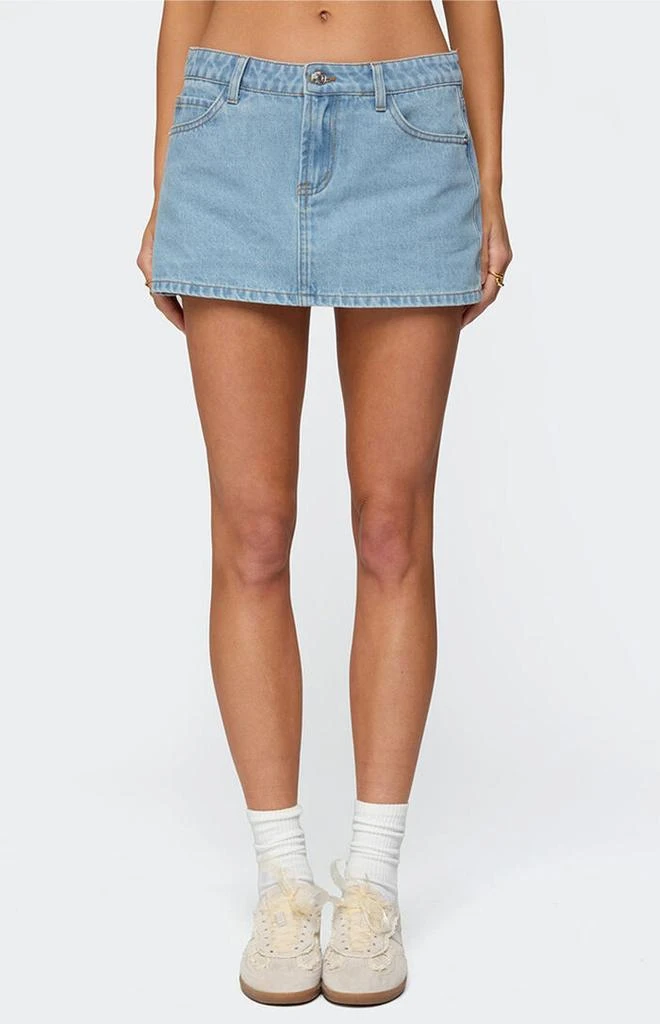 Edikted Eyelet Bows Denim Mini Skirt 2