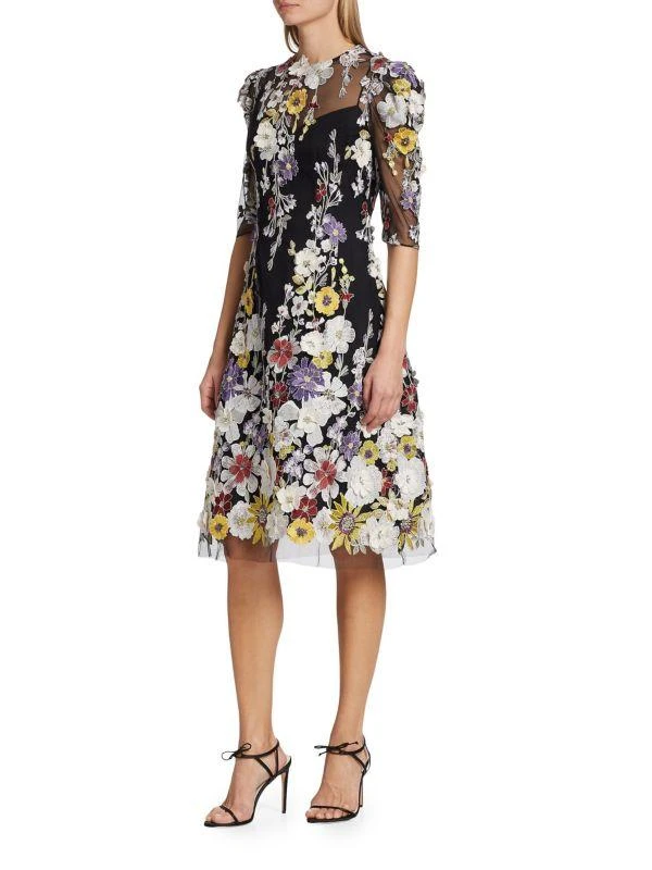 Teri Jon Embroidered Floral Cocktail Dress 1