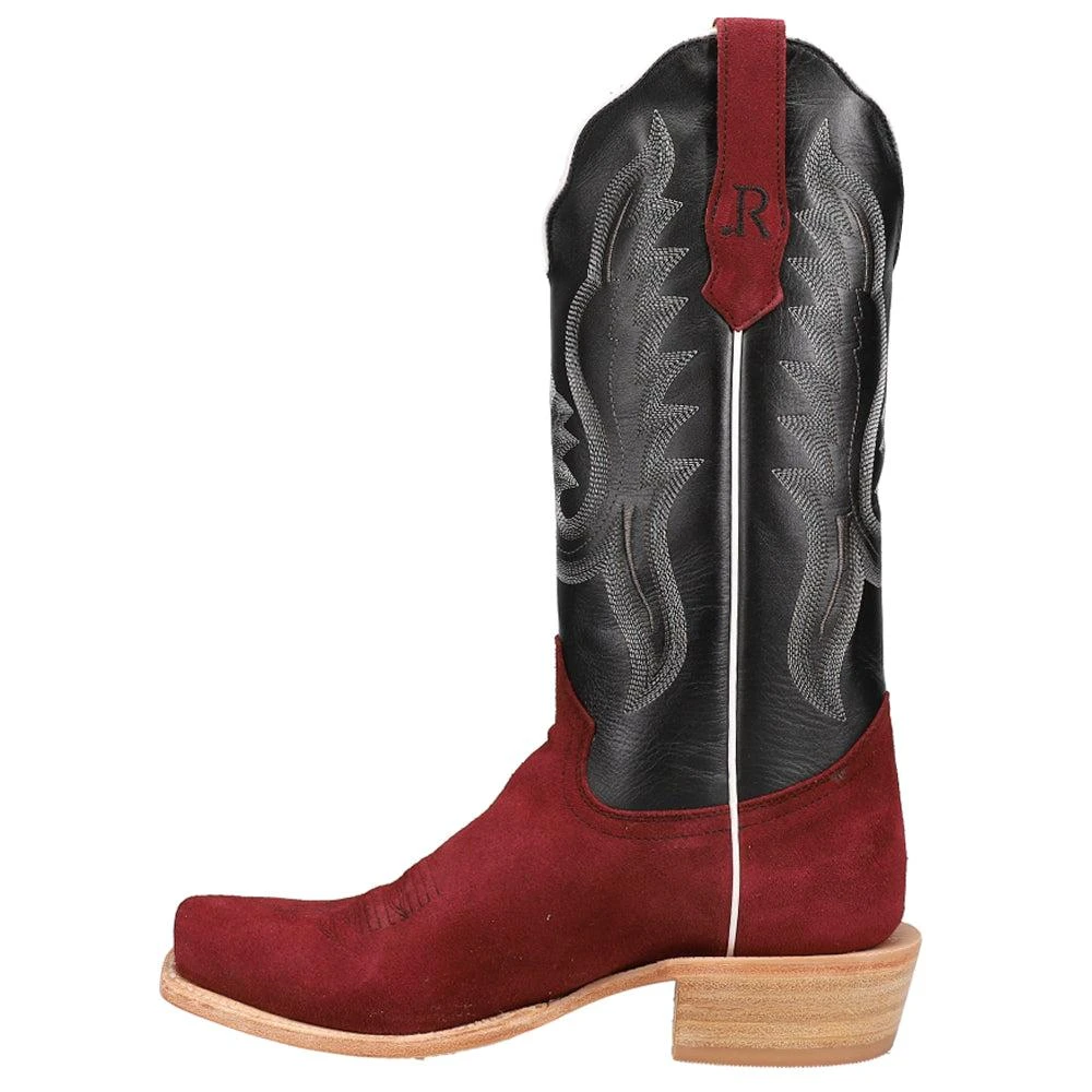 R. Watson Boots Rhubarb Rough Out Embroidered Square Toe Cowboy Boots 3