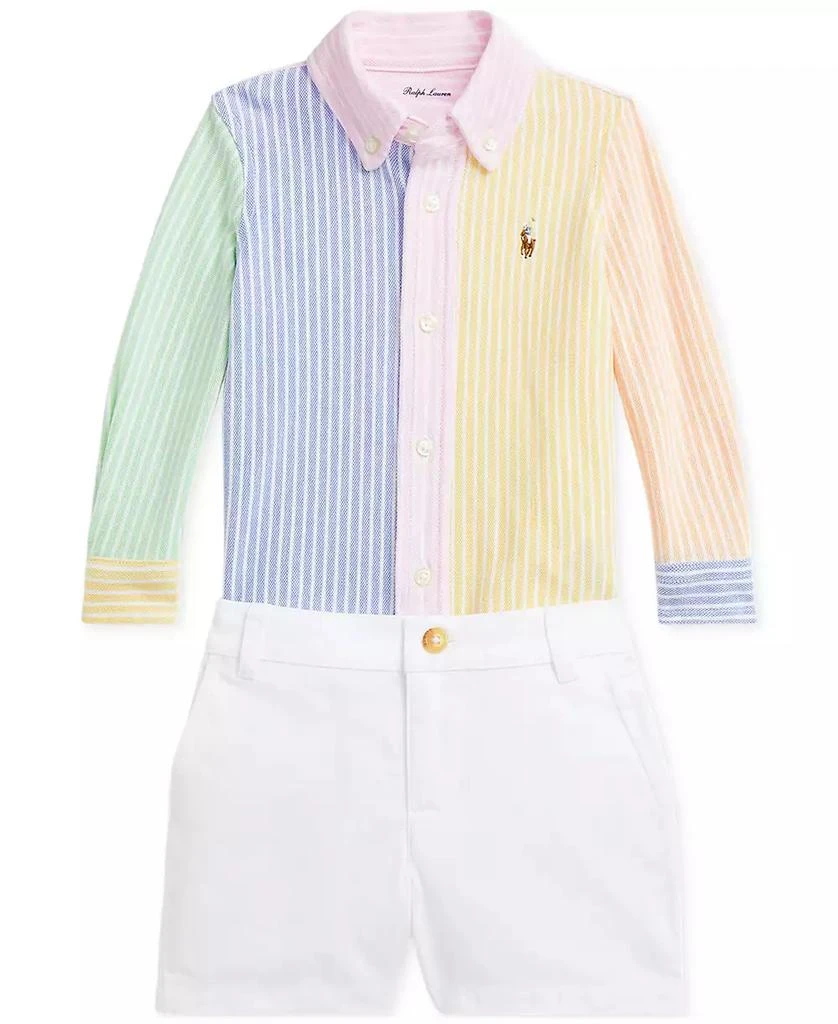Ralph Lauren Baby Boys Striped Oxford Shirt & Chino Shorts Set 1