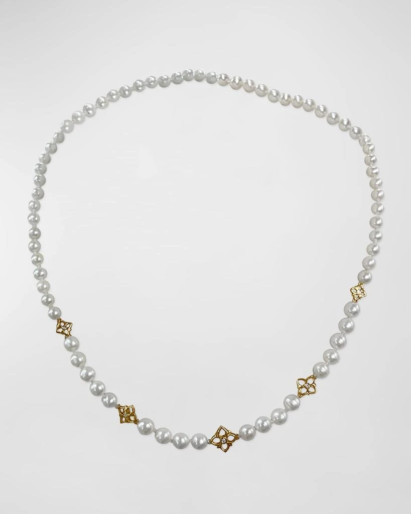 Stephen Dweck White Diamond and White Pearl Adjustable Necklace in 18K Gold 1