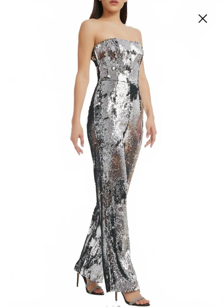 Dress The Population Women's Andy Jumpsuit In Silver Sequin 2