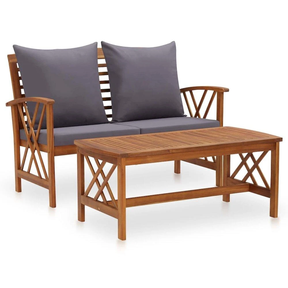 VidaXL 2 Piece Garden Lounge Set with Cushions Solid Acacia Wood, 310274