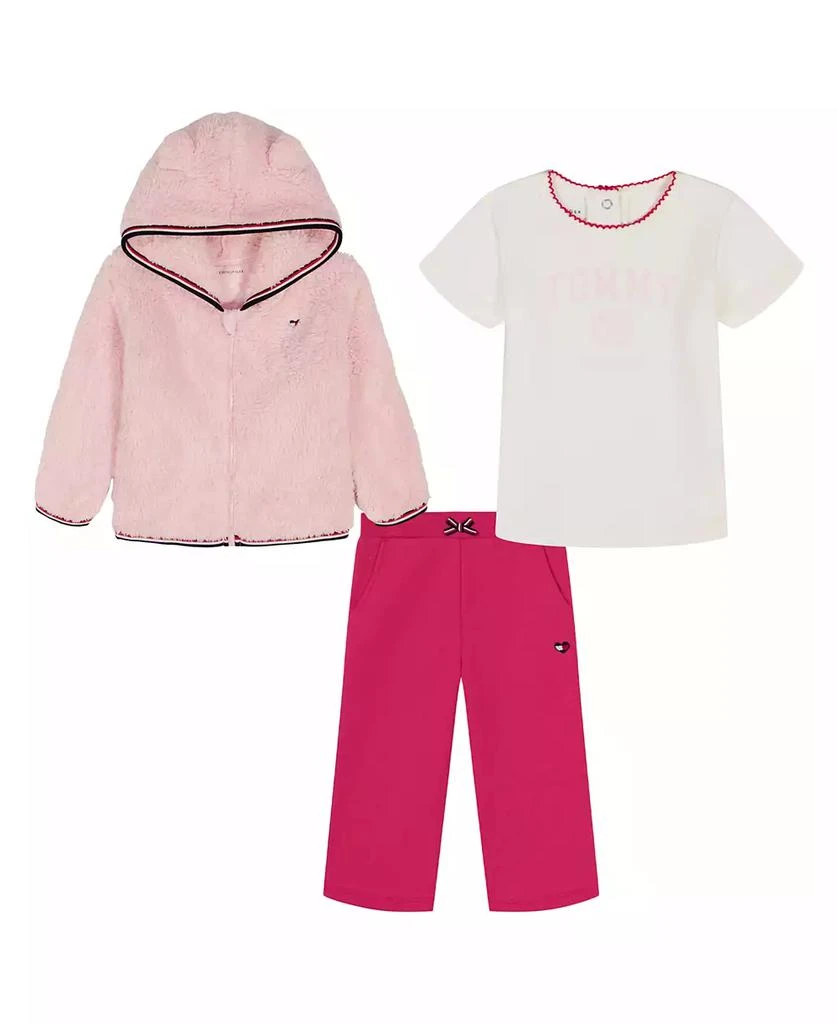 Tommy Hilfiger Baby Girls
 Crewneck T-Shirt, Hoodie, and Pants, 3-Piece Set