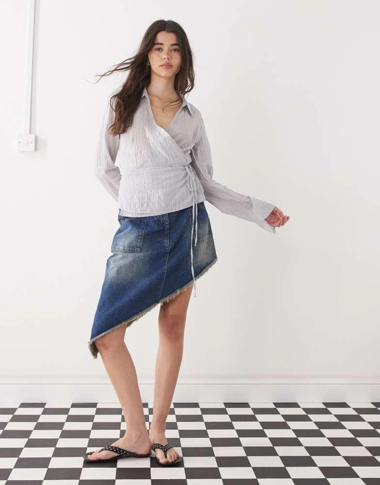 COLLUSION COLLUSION asymmetric festival midi skirt in vintage wash