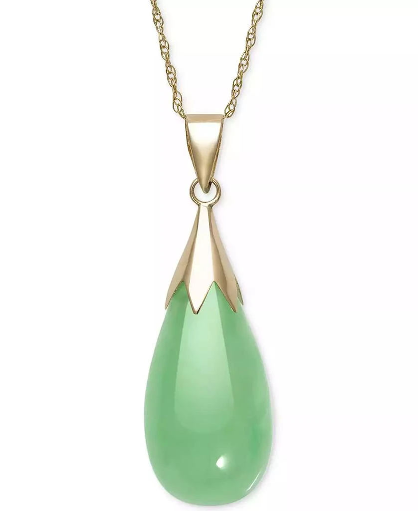 Macy
s Dyed Jade  (10 x 20mm) Elongated Teardrop Pendant Necklace in 10k Gold