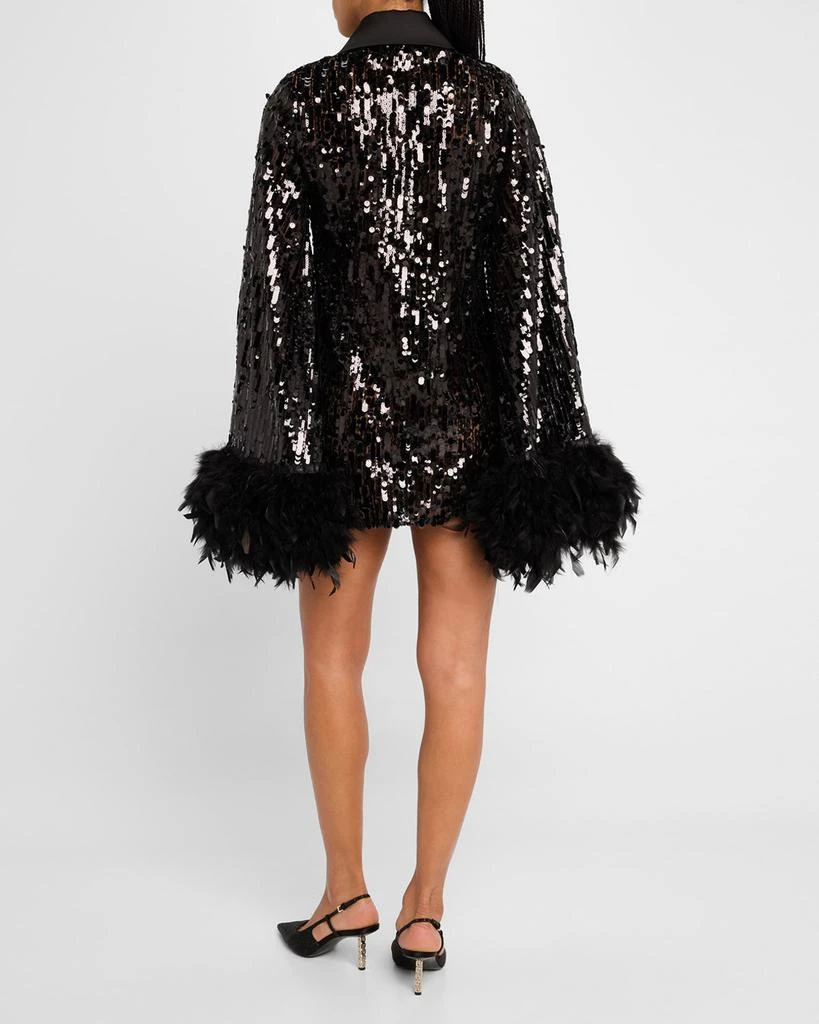 BRONX AND BANCO Farah Cutout Feather-Trim Sequin Mini Dress 3