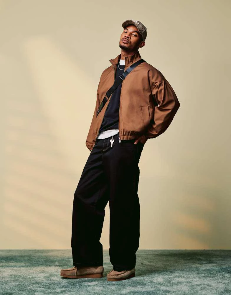 ASOS ASOS DESIGN smart harrington jacket in brown 1