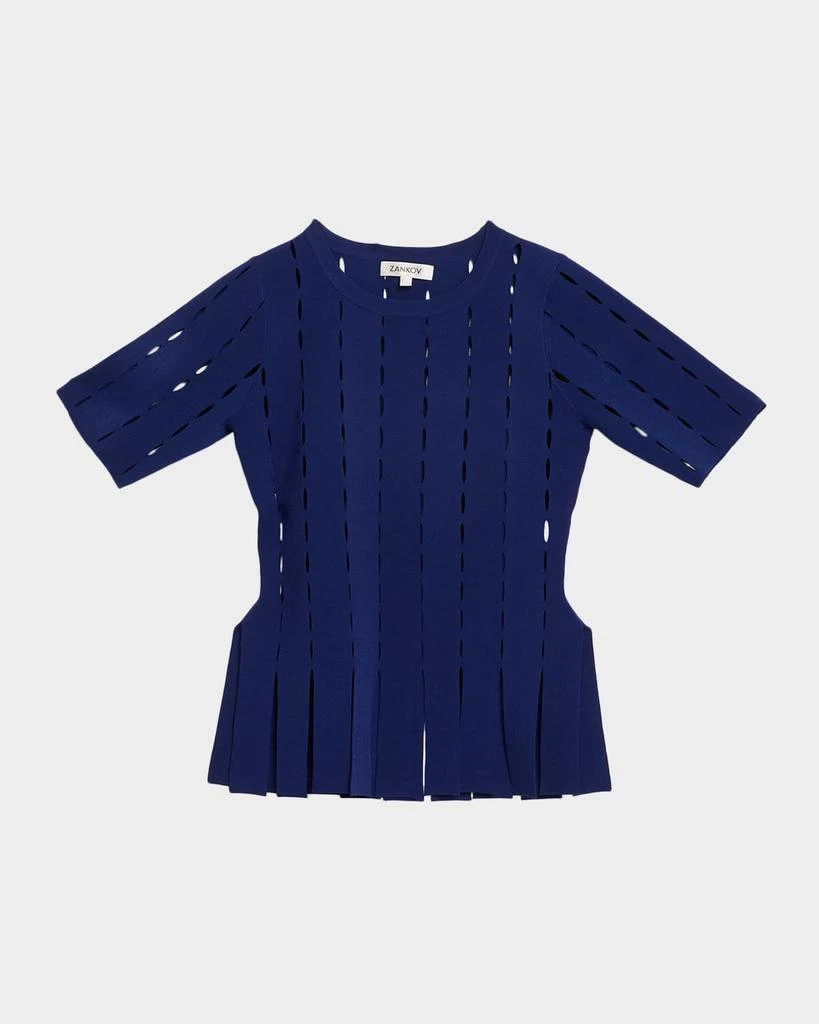 ZANKOV Murphy Laser-Cut Peplum Top