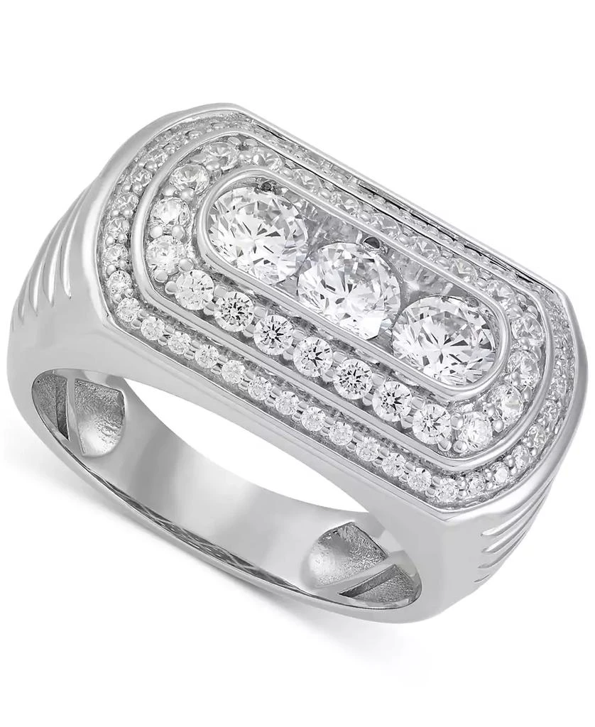 Grown With Love Men's Lab Grown Diamond Three Stone Halo Ring (2 ct. t.w.) in 10k White Gold 1