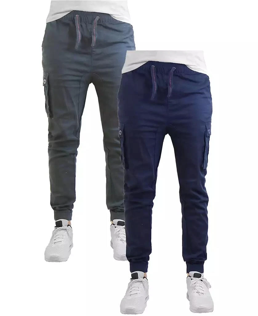 Galaxy By Harvic Men's Cotton Stretch Twill Cargo Joggers, Pack of 2 4