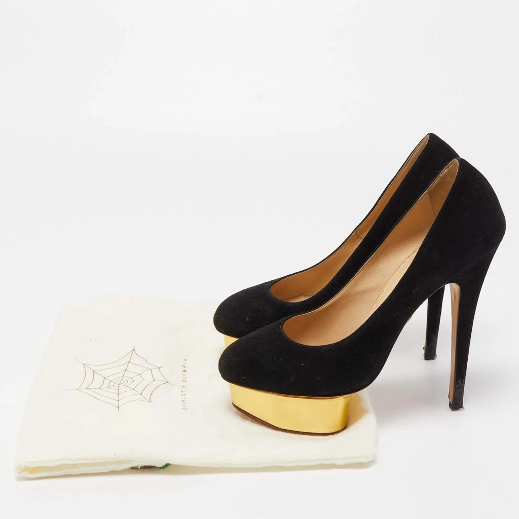 Charlotte Olympia Charlotte Olympia Black Suede Dolly Platform Pumps Size 37.5 10