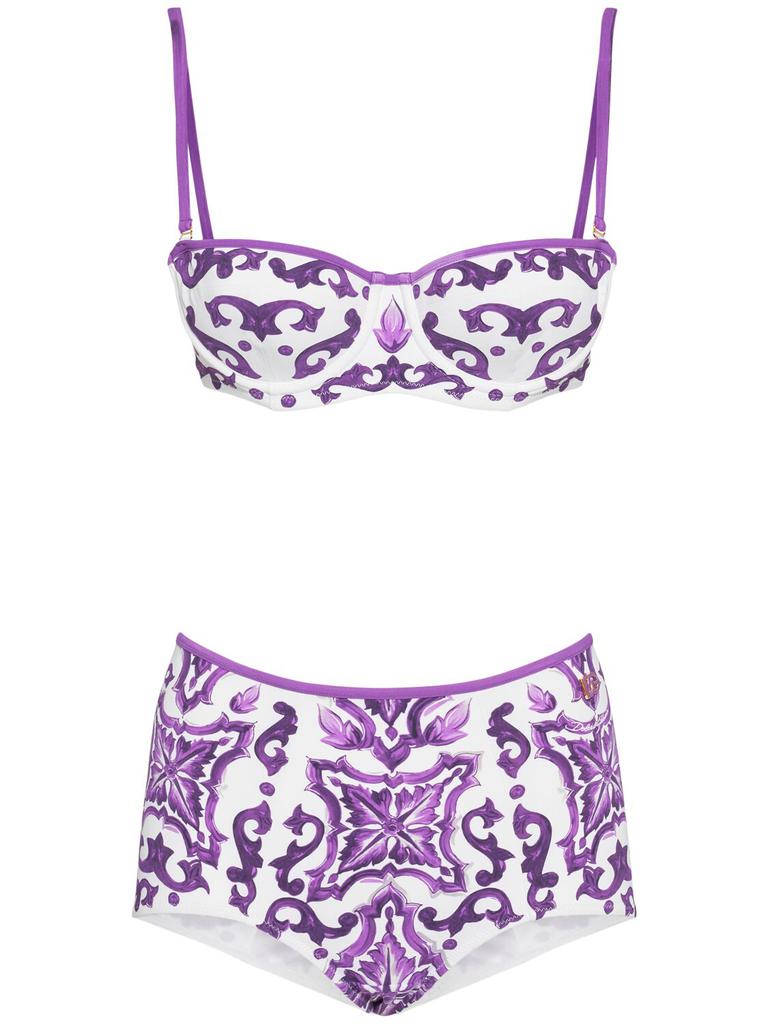 Dolce & Gabbana Maiolica Printed Jersey Bikini