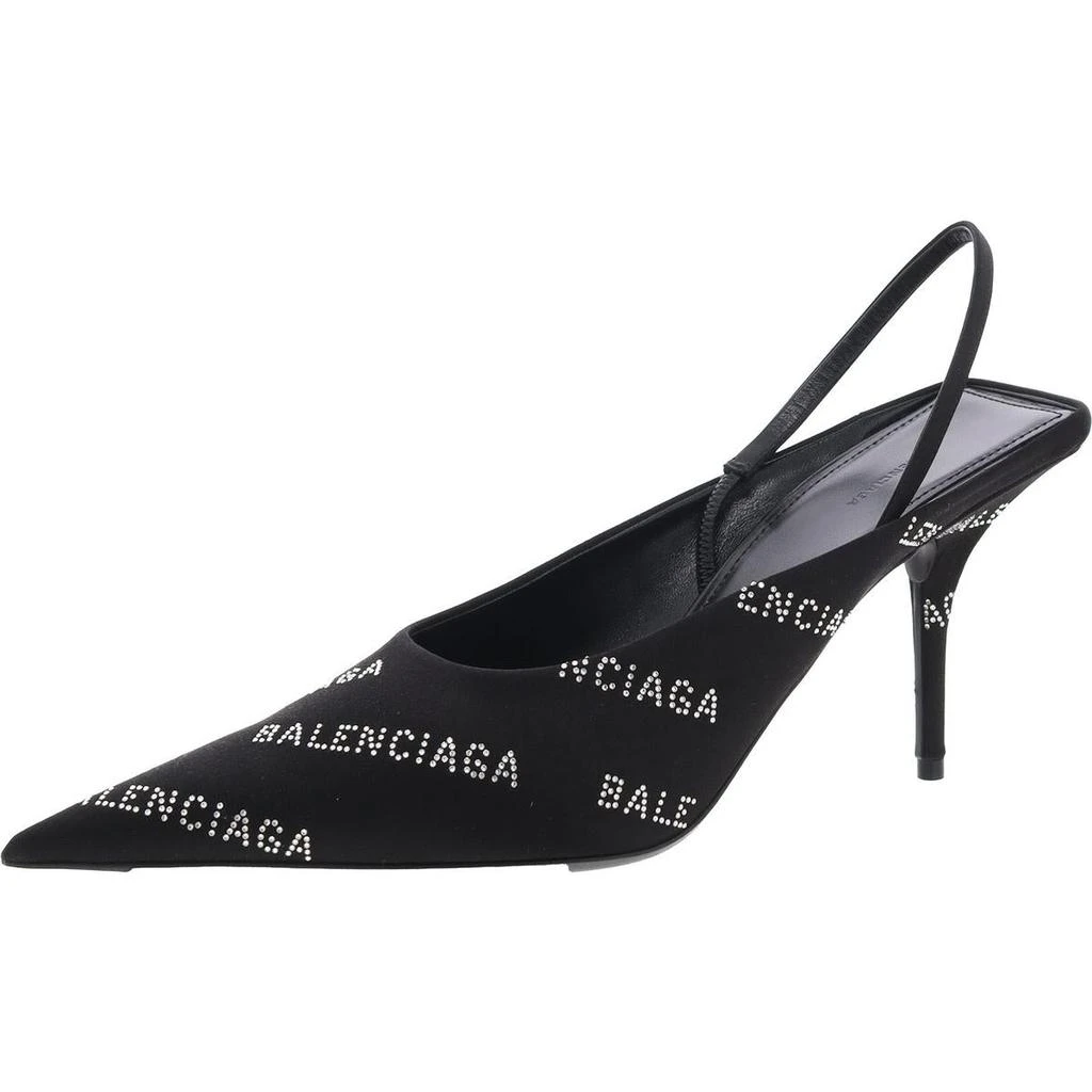 Balenciaga Womens Satin Embellished Slingback Heels 1