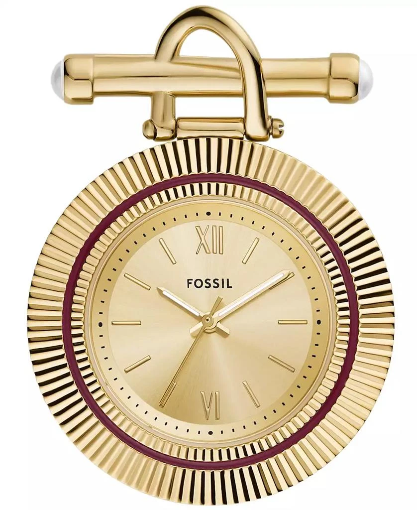 Fossil Women's Scarlette Three-Hand Gold-Tone Stainless Steel Watch Brooch, 35mm 1