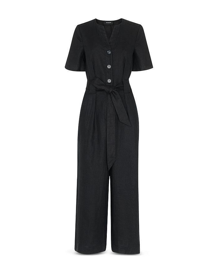 Whistles Fiona Linen Button Front Jumpsuit
