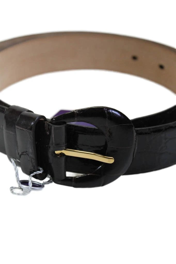 Ralph Lauren Womens Genuine American Alligator Belt Dark Brown 2