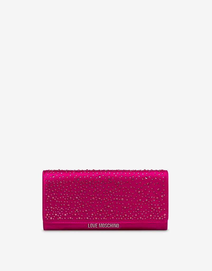 Love Moschino Satin Clutch With Rhinestones