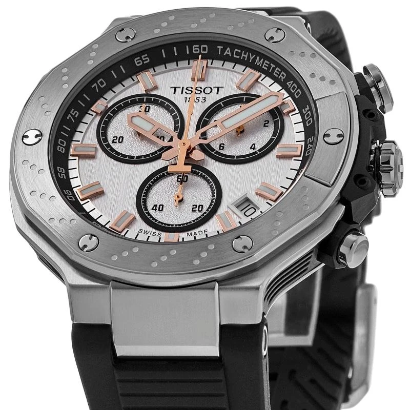 Tissot T-Race Chronograph White Dial Silicone Strap Men's Watch T141.417.17.011.00 2
