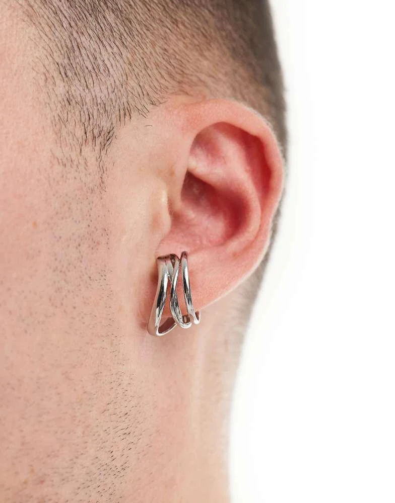 ASOS ASOS DESIGN festival triple layered ear cuff in silver 4