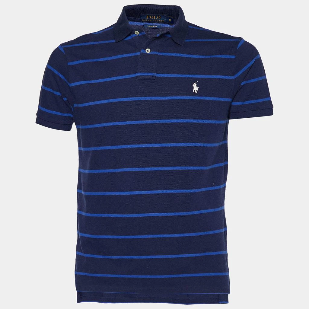 Ralph Lauren Polo Ralph Lauren Navy Blue Striped Cotton Knit Polo T-Shirt L 1