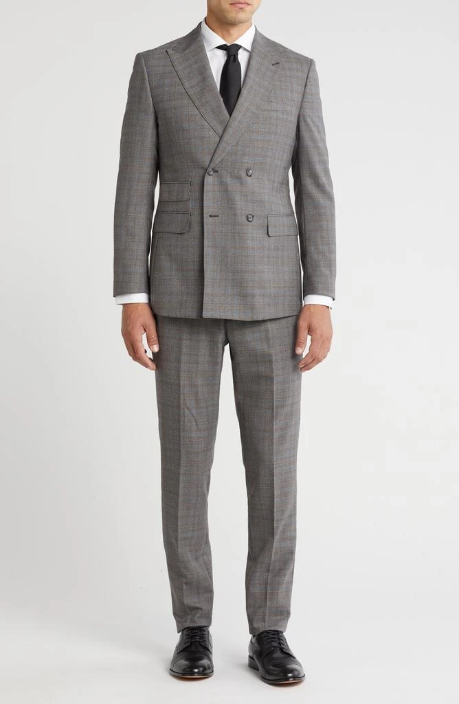 English Laundry Plaid Double Breasted Wool Blend Suit