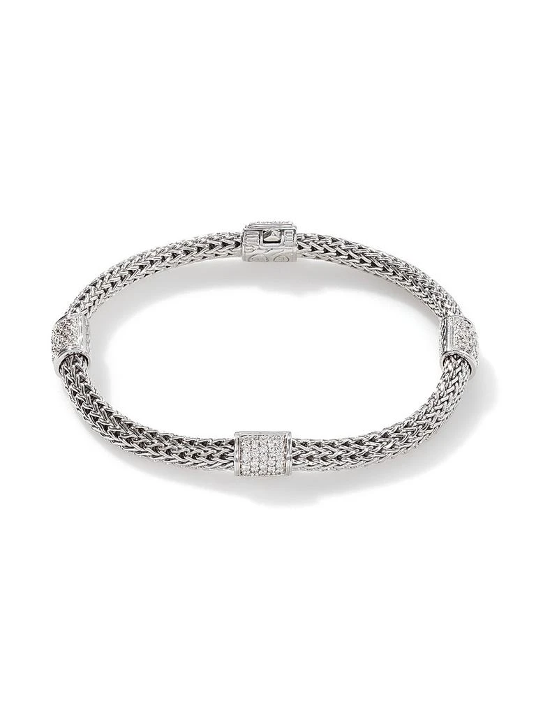 John Hardy Classic Chain Sterling Silver & 0.73 TCW Diamond Four-Station Bracelet 4