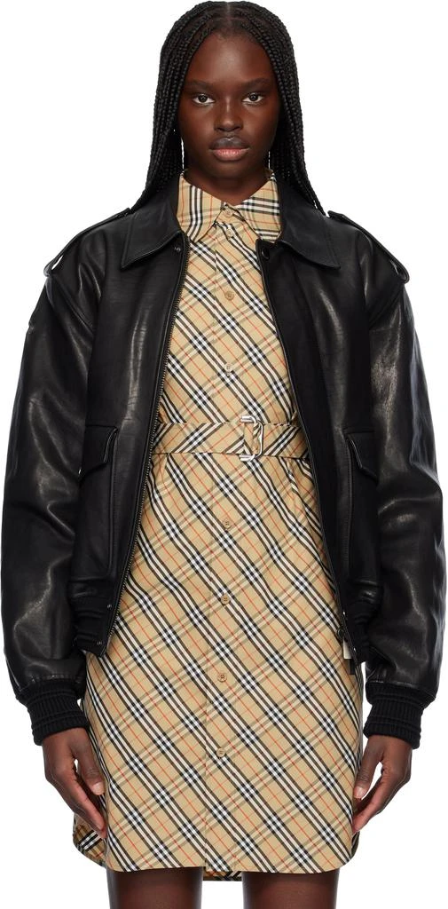 Burberry Black Bomber Leather Jacket 1