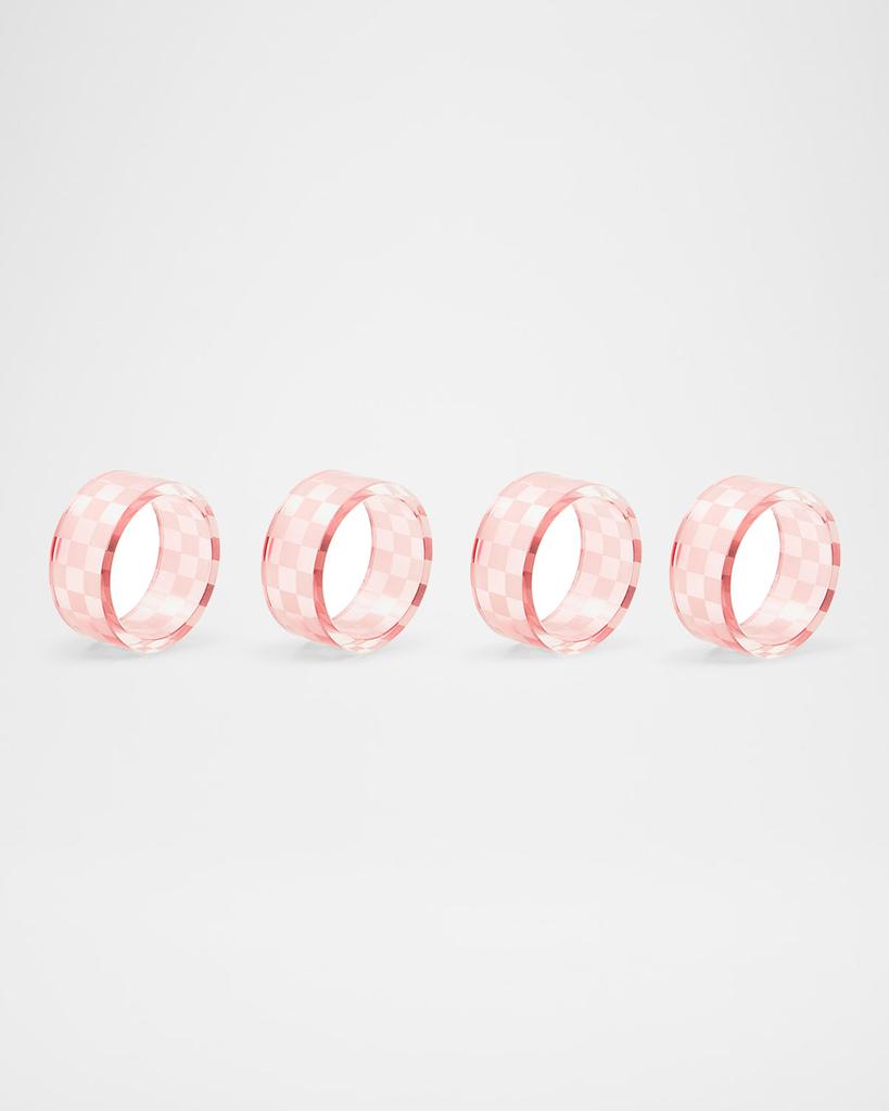 MacKenzie-Childs Pink Check Napkin Rings, Set of 4