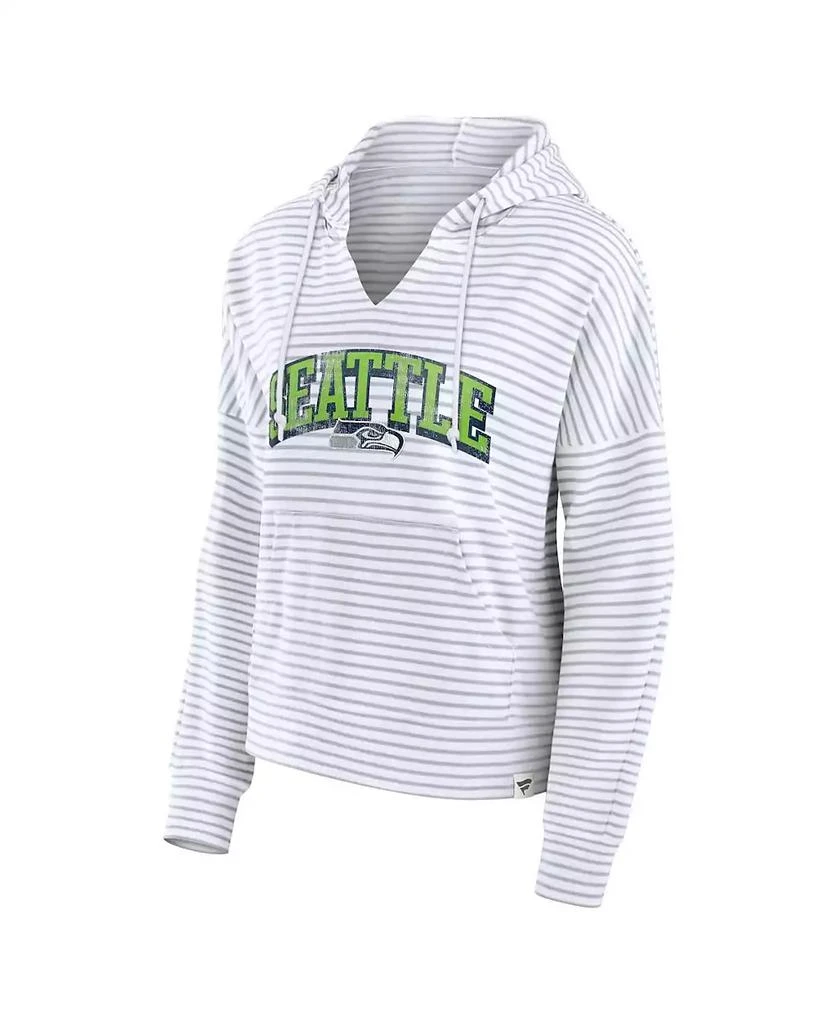 Fanatics Women's White/Gray Seattle Seahawks Striped Notch Neck Pullover Hoodie 3