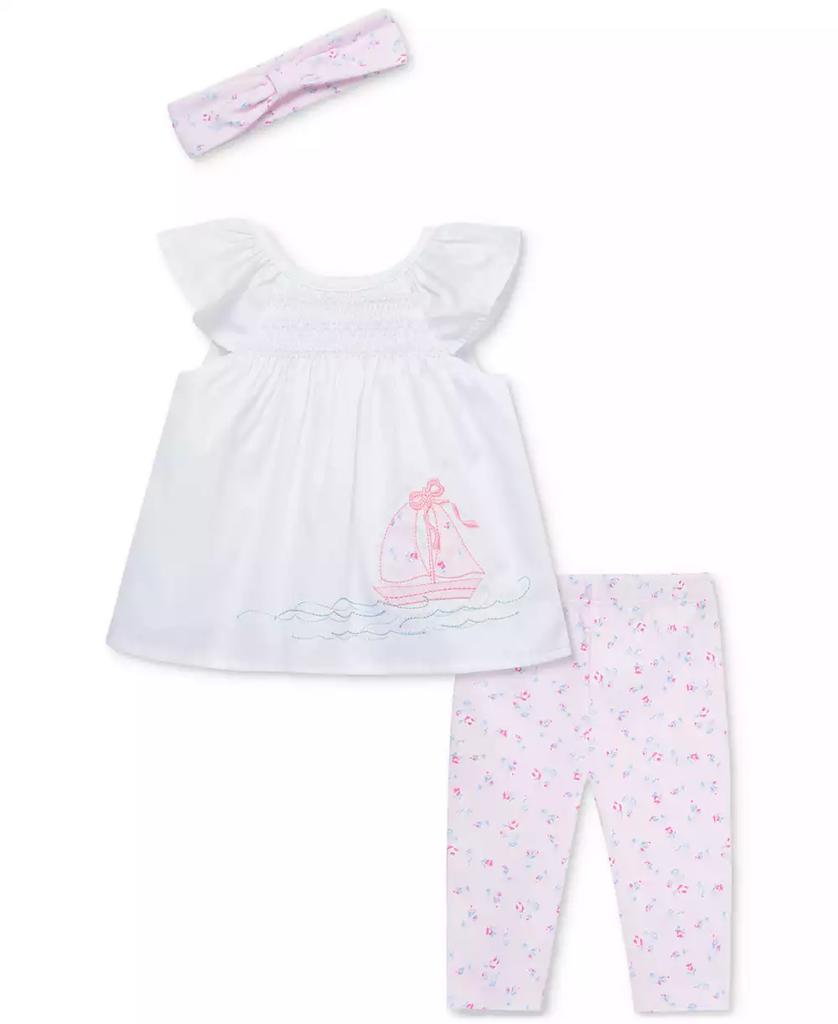 Little Me Baby Girls Rosy Breeze Cotton Tunic, Leggings & Headband, 3 Piece Set