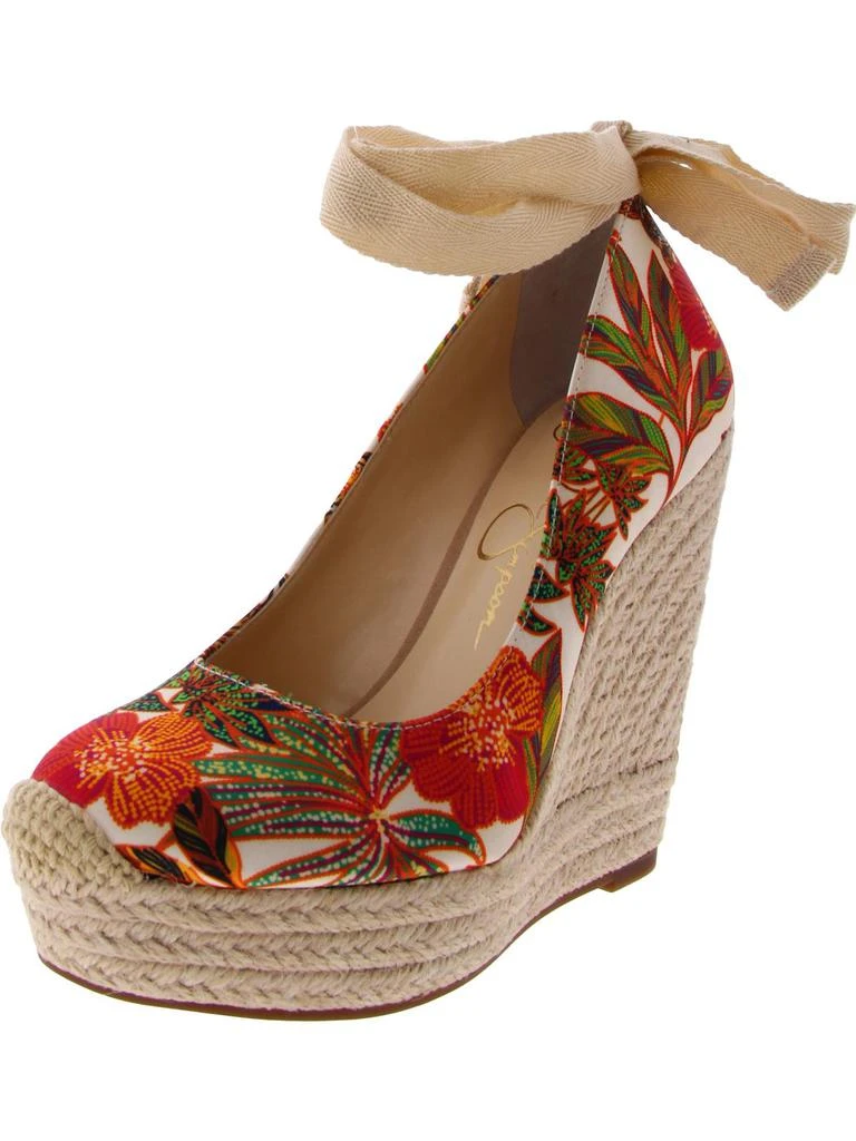 Jessica Simpson Zexie Womens Canvas Wrap Wedge Heels 6